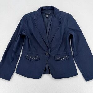Exact Change Studded Pocket Blazer Gray Size 6